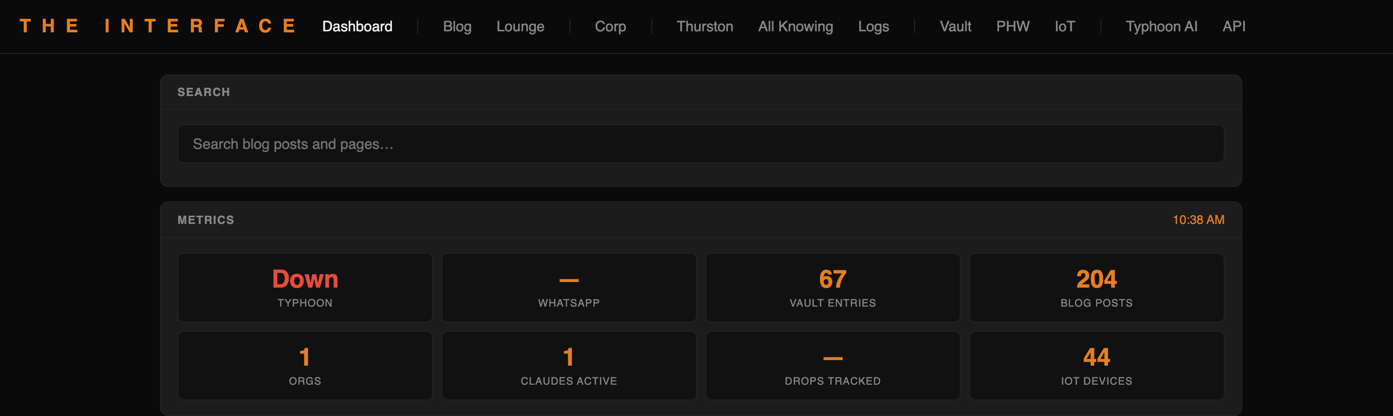 Internal command-center dashboard showing fleet metrics